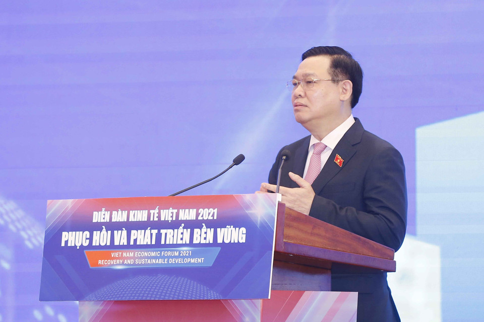 Chủ tịch Quốc hội Vương Đình Huệ phát biểu. (Ảnh: Doãn Tấn/TTXVN)