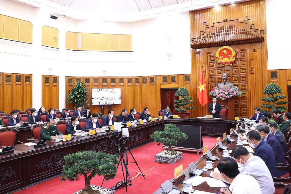 Thủ tướng Phạm Minh Chính chủ trì cuộc họp. (Ảnh: Dương Giang/TTXVN)