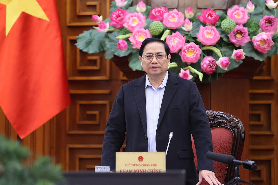 Thủ tướng Phạm Minh Chính chủ trì cuộc họp. (Ảnh: Dương Giang/TTXVN)
