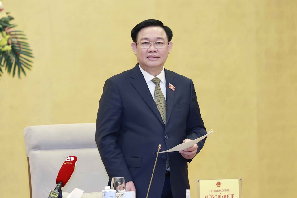 Chủ tịch Quốc hội Vương Đình Huệ phát biểu. (Ảnh: Doãn Tấn/TTXVN)