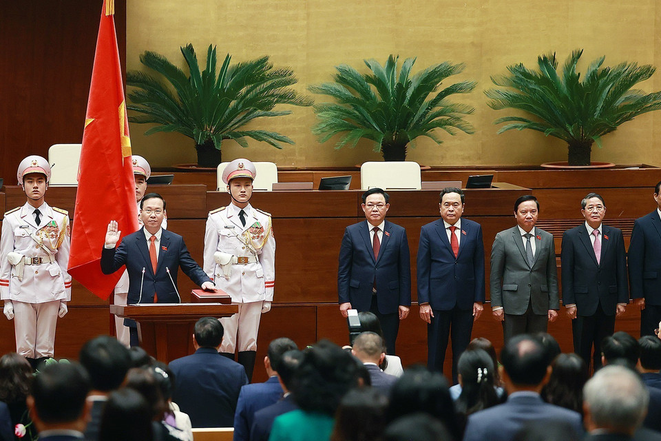 Chủ tịch nước Võ Văn Thưởng tuyên thệ nhậm chức. (Ảnh: TTXVN)