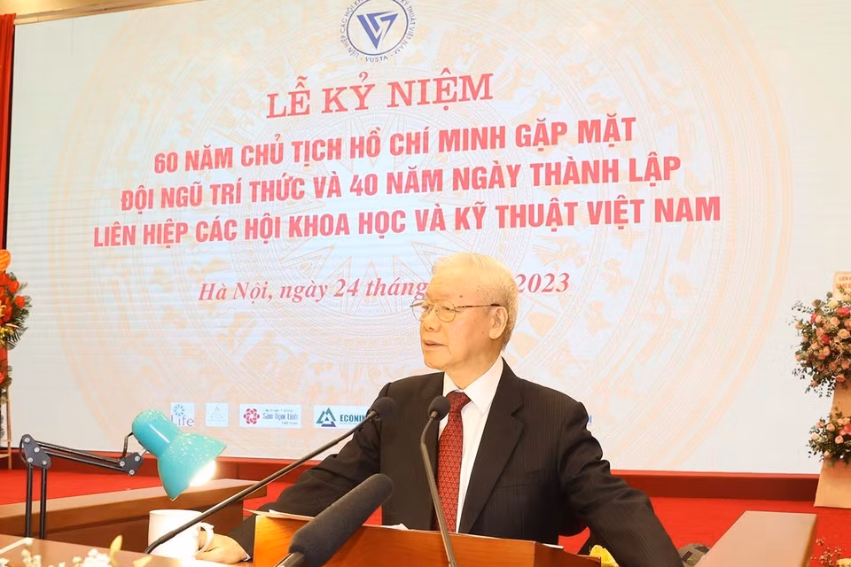 Tổng Bí thư Nguyễn Phú Trọng phát biểu tại buổi lễ. (Ảnh: Trí Dũng/TTXVN)