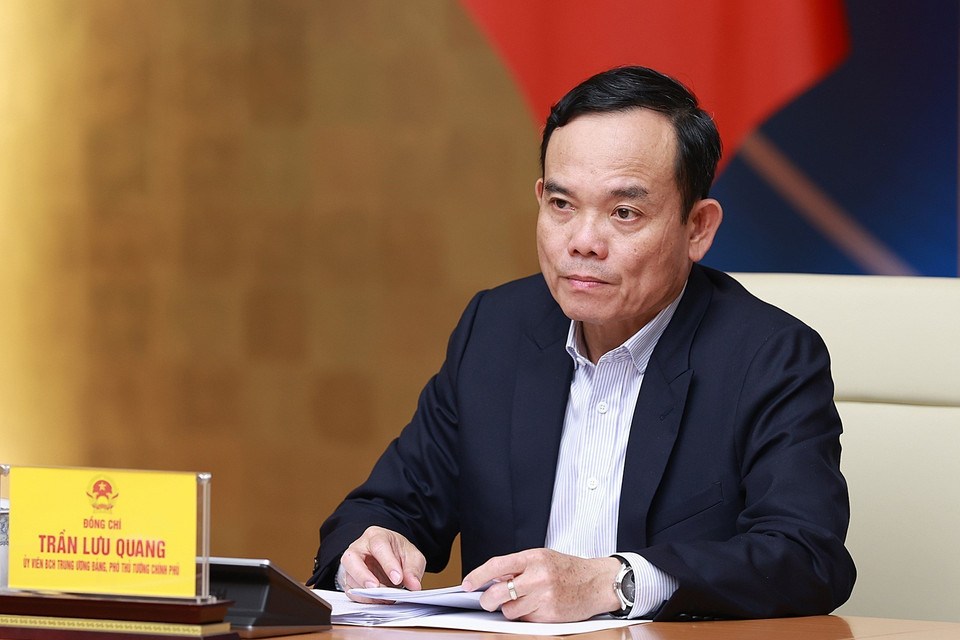 Phó Thủ tướng Trần Lưu Quang tại Triển khai Chương trình Hành động của Chính phủ về Ngoại giao Kinh tế. (Ảnh: Dương Giang/TTXVN)