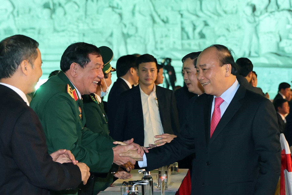 Thủ tướng Nguyễn Xuân Phúc đến dự buổi lễ. (Ảnh: Thống Nhất/TTXVN)