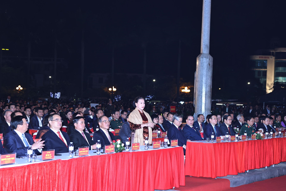 Chủ tịch Quốc hội Nguyễn Thị Kim Ngân tham dự buổi lễ. (Ảnh: Trọng Đức/TTXVN)