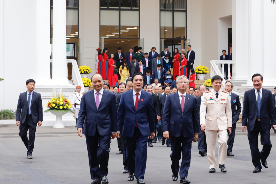 Thủ tướng Nguyễn Xuân Phúc đến dự Đại hội. (Ảnh: Dương Giang/TTXVN)