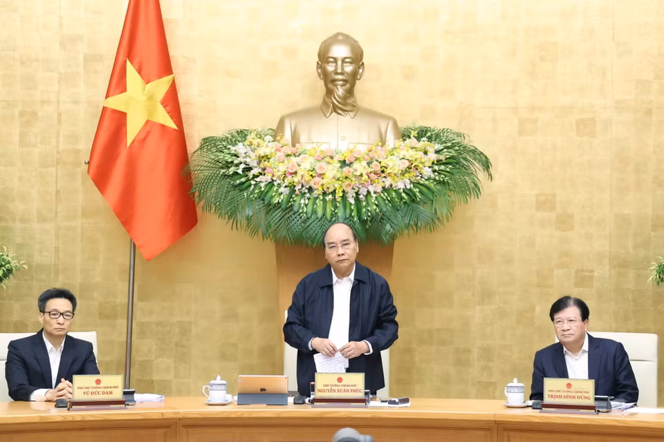 Thủ tướng Nguyễn Xuân Phúc phát biểu tại phiên họp. (Ảnh: Thống Nhất/TTXVN)