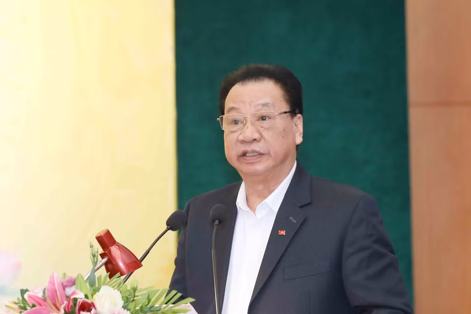 GS.TS Phùng Hữu Phú, Phó Chủ tịch Thường trực Hội đồng Lý luận Trung ương phát biểu khai mạc hội thảo. (Ảnh: Phương Hoa/TTXVN)
