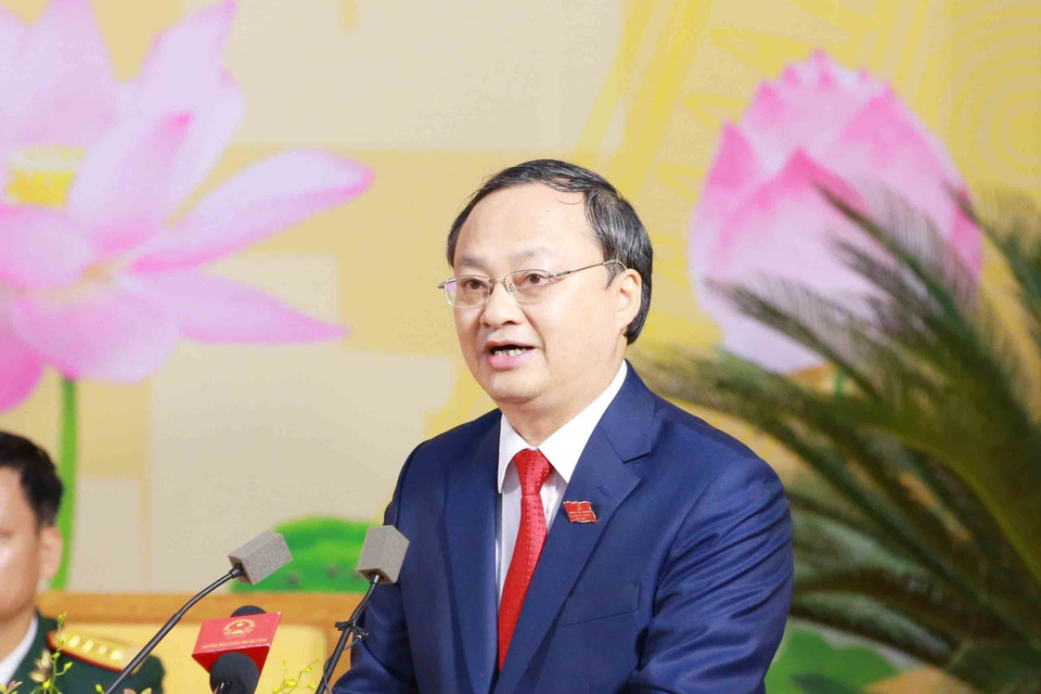 Ông Đỗ Tiến Sỹ, Ủy viên Trung ương Đảng, Bí thư Tỉnh ủy Hưng Yên phát biểu khai mạc Đại hội. (Ảnh: Phương Hoa/TTXVN)