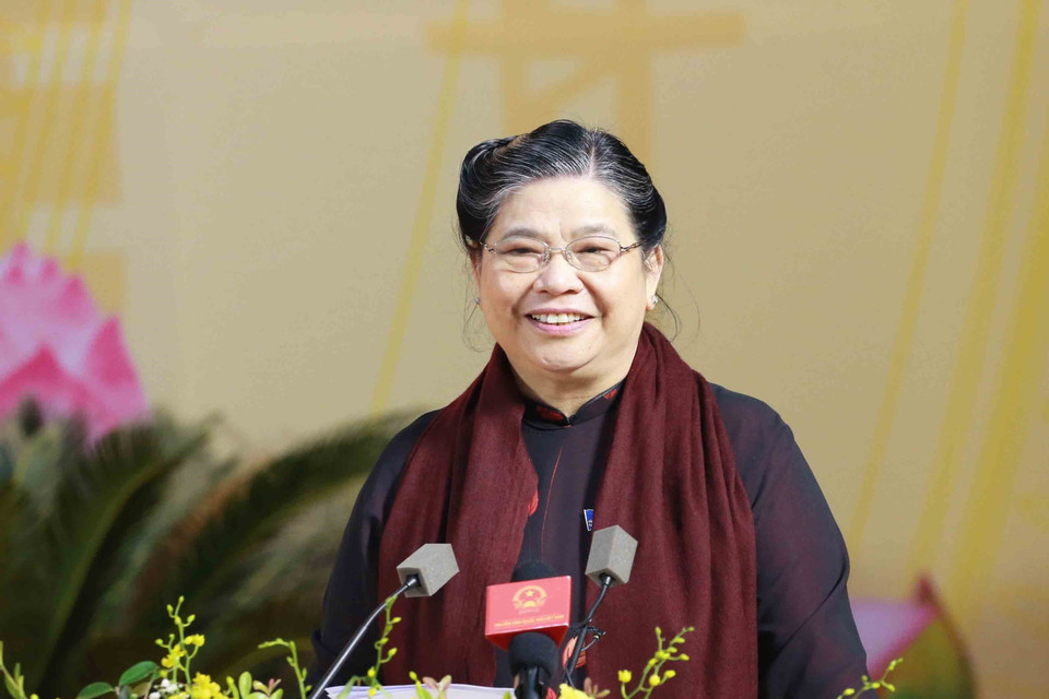 Bà Tòng Thị Phóng, Ủy viên Bộ Chính trị, Phó Chủ tịch Quốc hội phát biểu chỉ đạo Đại hội. (Ảnh: Phương Hoa/TTXVN)