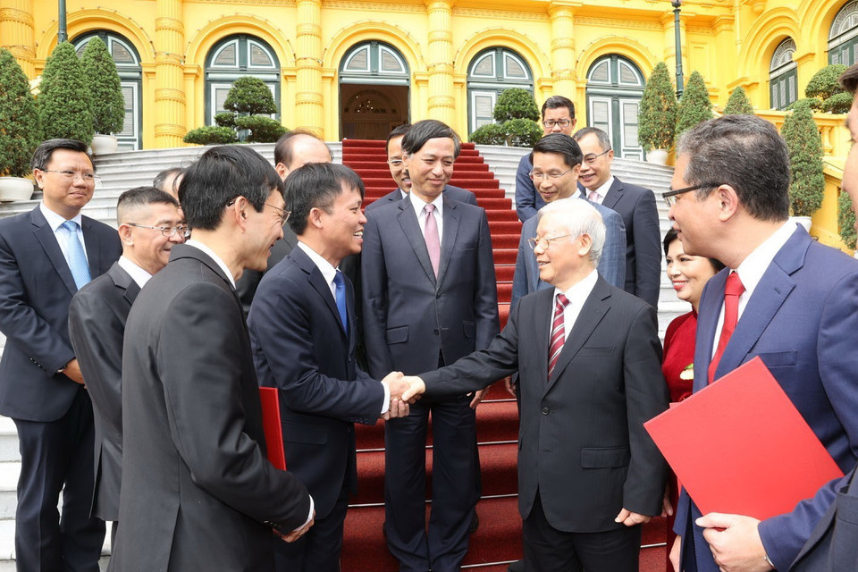 Tổng Bí thư, Chủ tịch nước Nguyễn Phú Trọng với các Đại sứ, Tổng Lãnh sự Việt Nam tại nước ngoài. (Ảnh: Trí Dũng/TTXVN)