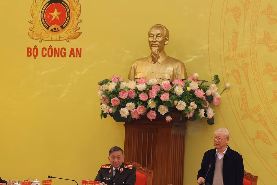  Sáng 21/12, Tổng Bí thư Nguyễn Phú Trọng đến dự và phát biểu chỉ đạo Hội nghị. (Ảnh: Trí Dũng/TTXVN)