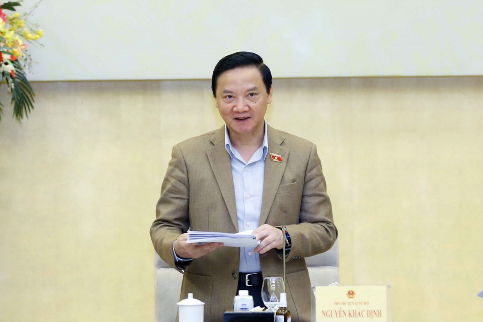 Phó Chủ tịch Quốc hội Nguyễn Khắc Định phát biểu. (Ảnh: Doãn Tấn/TTXVN)