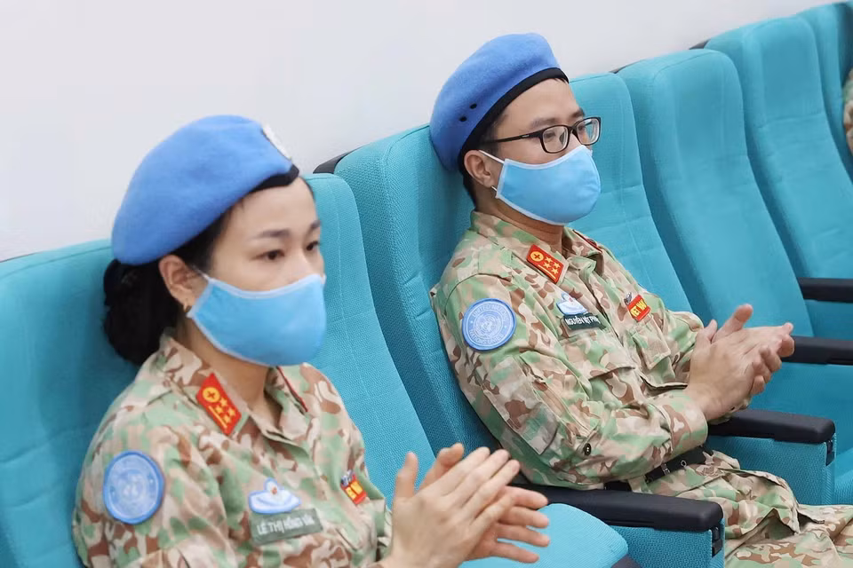  Lực lượng tham gia hoạt động gìn giữ hòa bình Liên hợp quốc tại Lễ tuyên dương. (Ảnh: Thống Nhất/TTXVN)