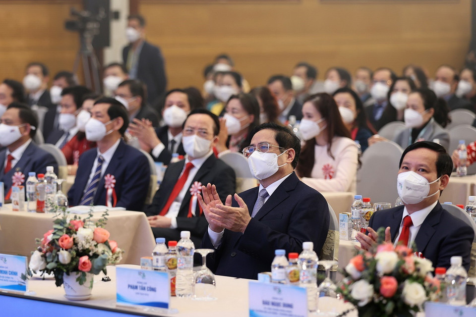 Thủ tướng Phạm Minh Chính và các đại biểu dự Đại hội. (Ảnh: Dương Giang/TTXVN) 