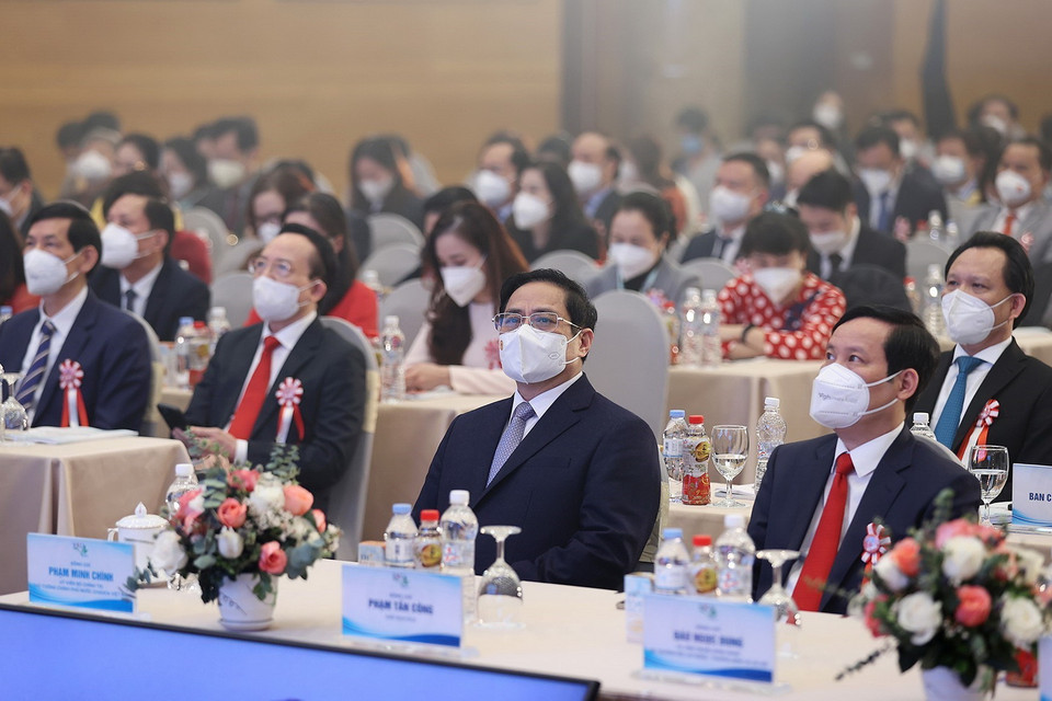 Thủ tướng Phạm Minh Chính và các đại biểu dự đại hội.(Ảnh: Dương Giang/TTXVN) 