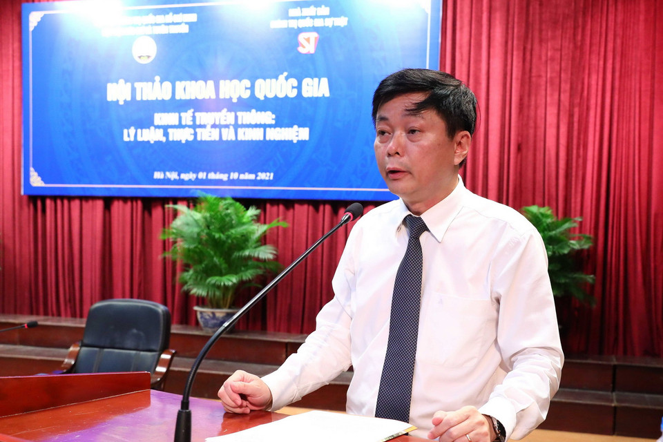  Phó Giáo sư-Tiến sỹ Phạm Minh Sơn, Giám đốc Học viện Báo chí và Tuyên truyền phát biểu. (Ảnh: Phạm Kiên/TTXVN)