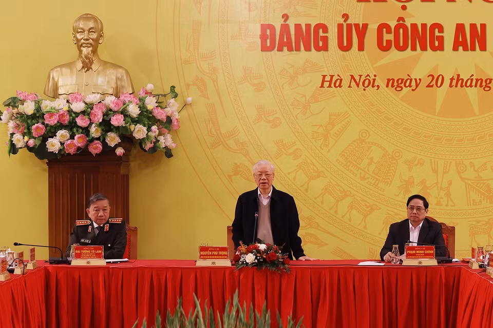 Tổng Bí thư Nguyễn Phú Trọng phát biểu chỉ đạo hội nghị. (Ảnh: Trí Dũng/TTXVN)