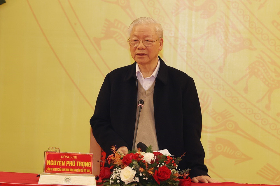  Tổng Bí thư Nguyễn Phú Trọng phát biểu chỉ đạo hội nghị. (Ảnh: Trí Dũng/TTXVN)