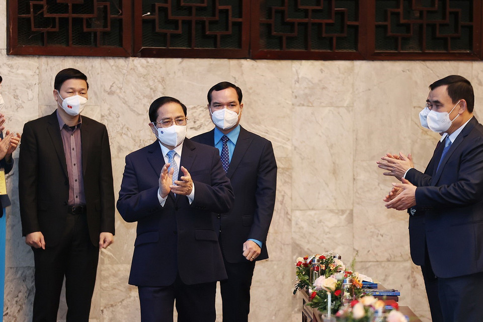 Thủ tướng Phạm Minh Chính đến dự buổi lễ. (Ảnh: Dương Giang/TTXVN)