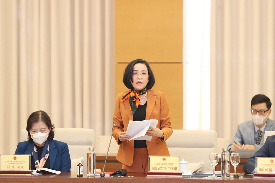 Trưởng Ban Công tác đại biểu của Ủy ban Thường vụ Quốc hội Nguyễn Thị Thanh phát biểu. (Ảnh: Trọng Đức/TTXVN)