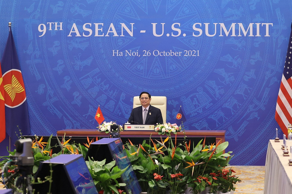 Thủ tướng Phạm Minh Chính tham dự Hội nghị cấp cao ASEAN-Hoa Kỳ lần thứ 9 tại đầu cầu Hà Nội. (Ảnh: Dương Giang/TTXVN)