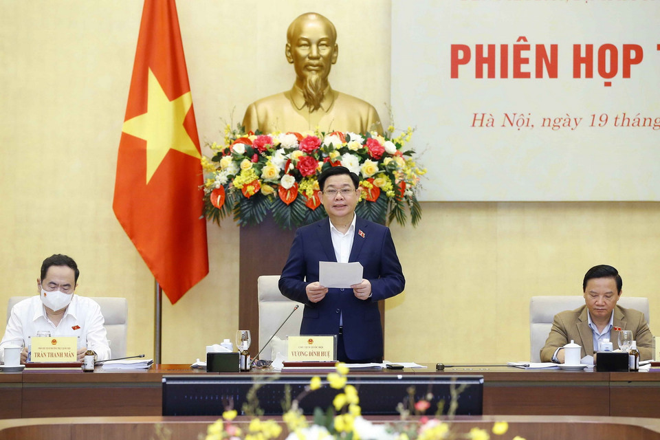 Chủ tịch Quốc hội Vương Đình Huệ phát biểu. (Ảnh: Doãn Tấn/TTXVN)