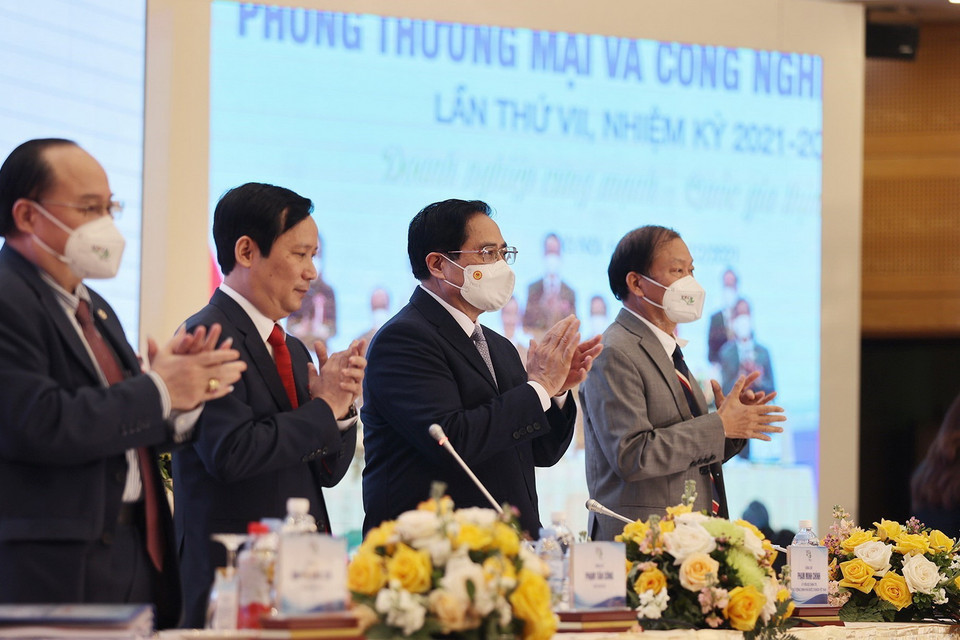  Thủ tướng Phạm Minh Chính ngồi trên Đoàn Chủ tịch Đại hội. (Ảnh: Dương Giang/TTXVN) 