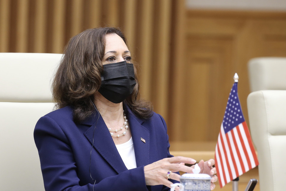 Phó Tổng thống Hoa Kỳ Kamala Harris phát biểu. (Ảnh: Dương Giang/TTXVN)
