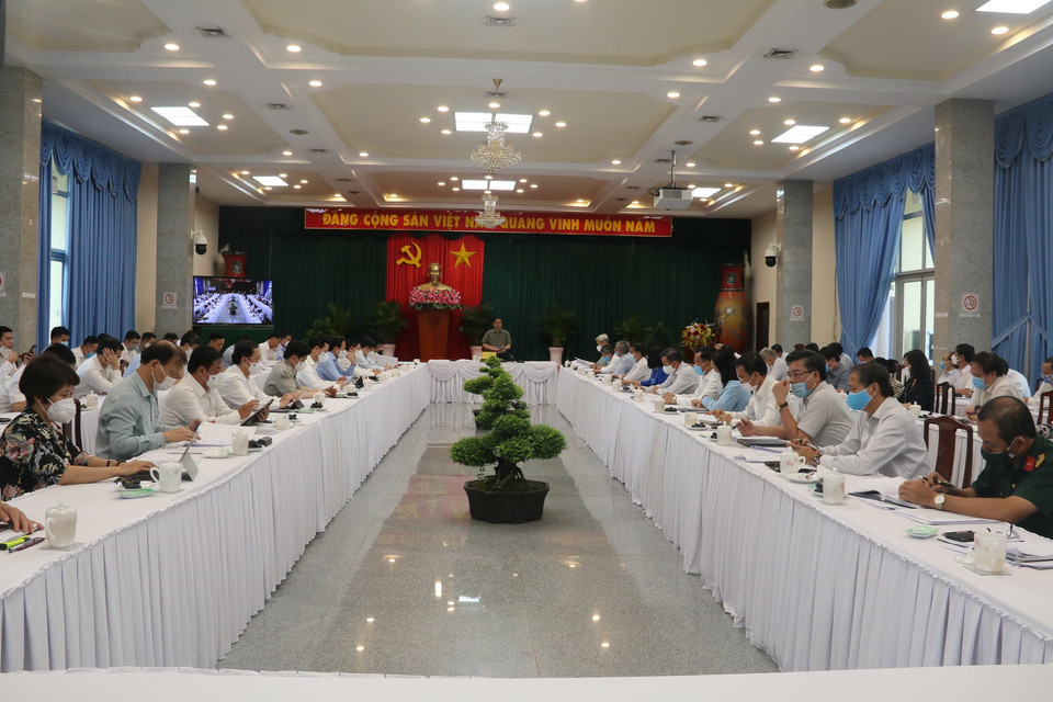 Quang cảnh buổi làm việc. (Ảnh: Công Phong/TTXVN)