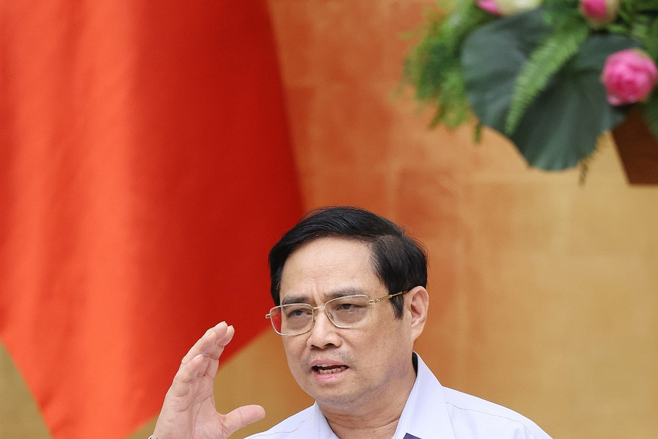 Thủ tướng Phạm Minh Chính phát biểu tại phiên họp. (Ảnh: Dương Giang/TTXVN)