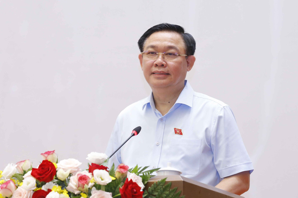 Chủ tịch Quốc hội Vương Đình Huệ phát biểu. (Ảnh: Doãn Tấn/TTXVN)