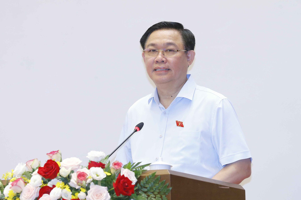 Chủ tịch Quốc hội Vương Đình Huệ phát biểu. (Ảnh: Doãn Tấn/TTXVN)