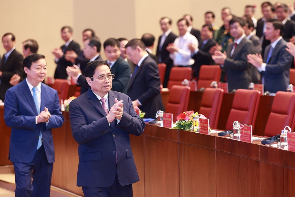 Thủ tướng Phạm Minh Chính đến dự Hội nghị triển khai Chương trình hành động của Chính phủ thực hiện Nghị quyết số 26-NQ/TW ngày 3/11/2022 của Bộ Chính trị. (Ảnh: Dương Giang/TTXVN)