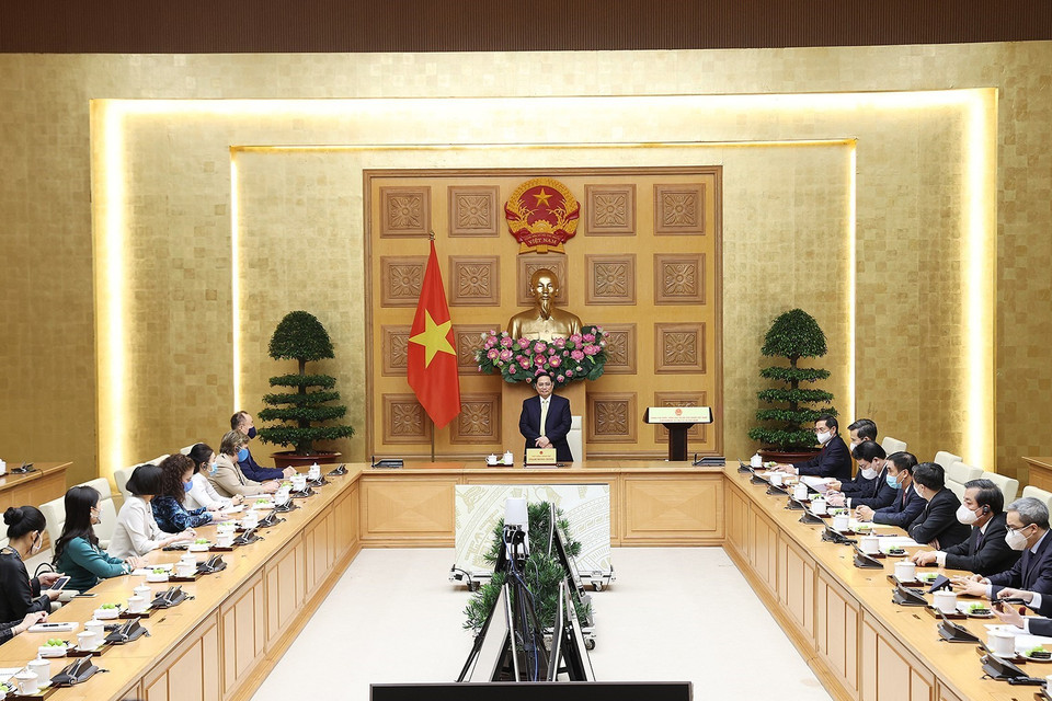 Quang cảnh buổi tiếp. (Ảnh: Dương Giang/TTXVN)