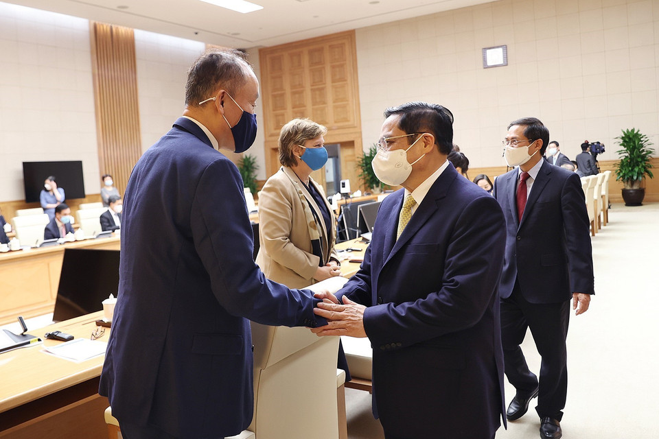  Thủ tướng Phạm Minh Chính tiếp Trưởng đại diện các Tổ chức Liên hợp quốc tại Việt Nam. (Ảnh: Dương Giang/TTXVN)