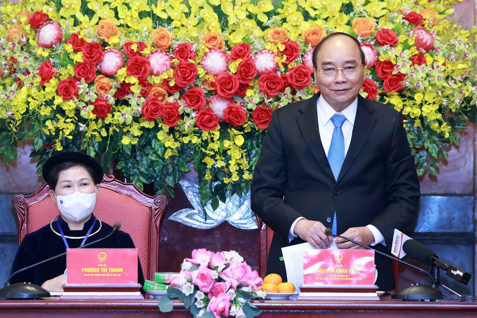 Chủ tịch nước Nguyễn Xuân Phúc phát biểu. (Ảnh: Thống Nhất/TTXVN)