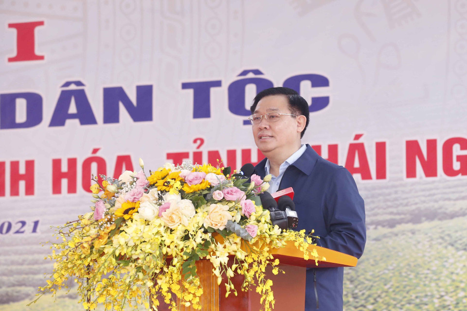 Chủ tịch Quốc hội Vương Đình Huệ phát biểu. (Ảnh: Doãn Tấn/TTXVN)