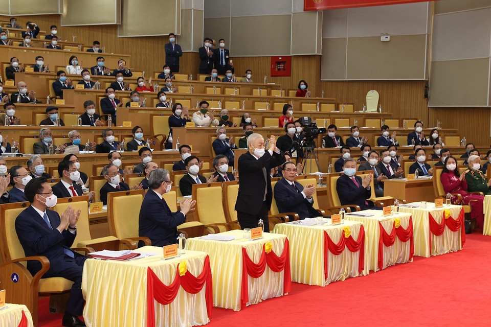 Tổng Bí thư Nguyễn Phú Trọng tại Lễ kỷ niệm. (Ảnh: Trí Dũng/TTXVN)