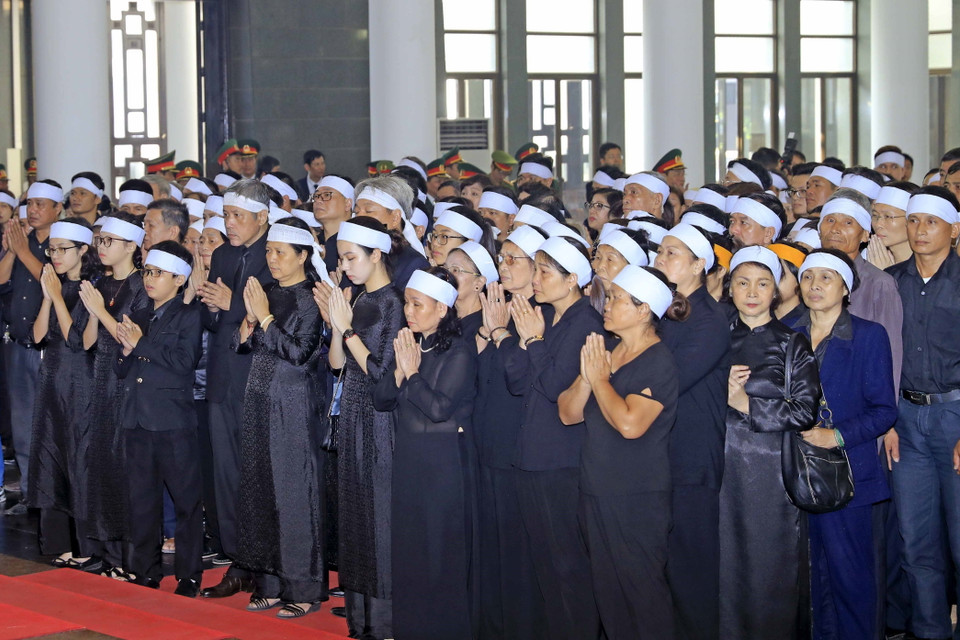 Gia quyến nguyên Tổng Bí thư Đỗ Mười tại lễ truy điệu. (Nguồn: TTXVN)