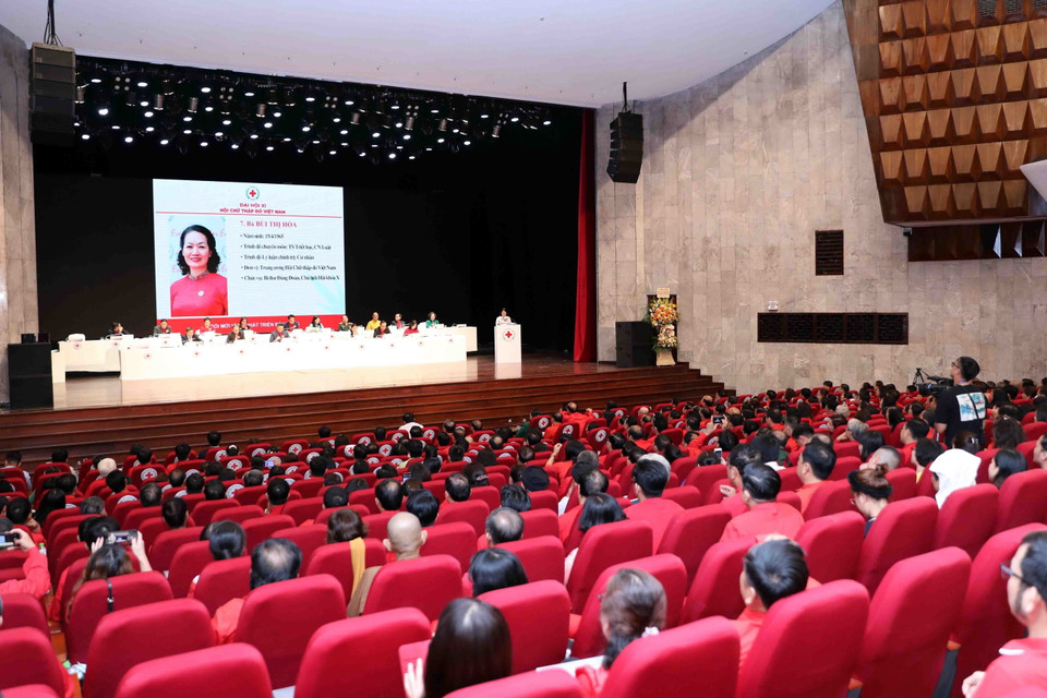 Đại hội giới thiệu nhân sự vào Ban Chấp hành khóa XI, nhiệm kỳ 2022-2027. (Ảnh: Thanh Tùng/TTXVN)