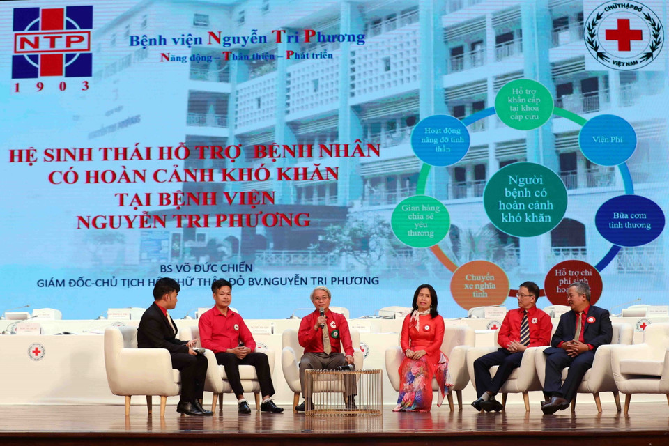 'Diễn đàn Hệ sinh thái nhân đạo' tại phiên thứ nhất của đại hội tập trung đánh giá các lĩnh vực hoạt động trọng tâm của Hội trong nhiệm kỳ qua, đồng thời đưa ra những định hướng trong thời gian tới. (Ảnh: Thanh Tùng/TTXVN)