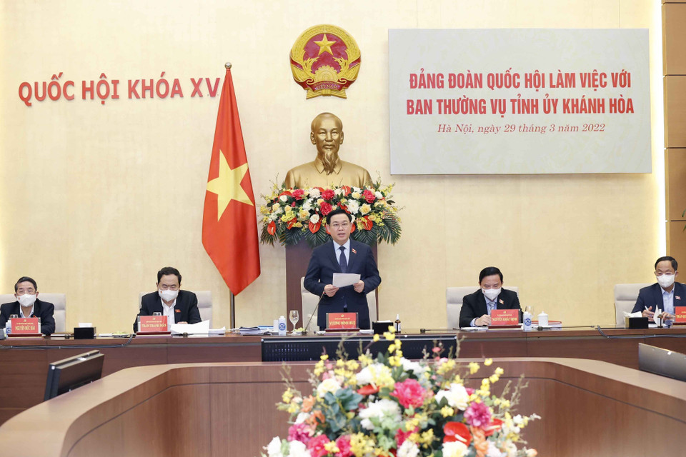 Chủ tịch Quốc hội Vương Đình Huệ phát biểu. (Ảnh: Doãn Tấn/TTXVN)