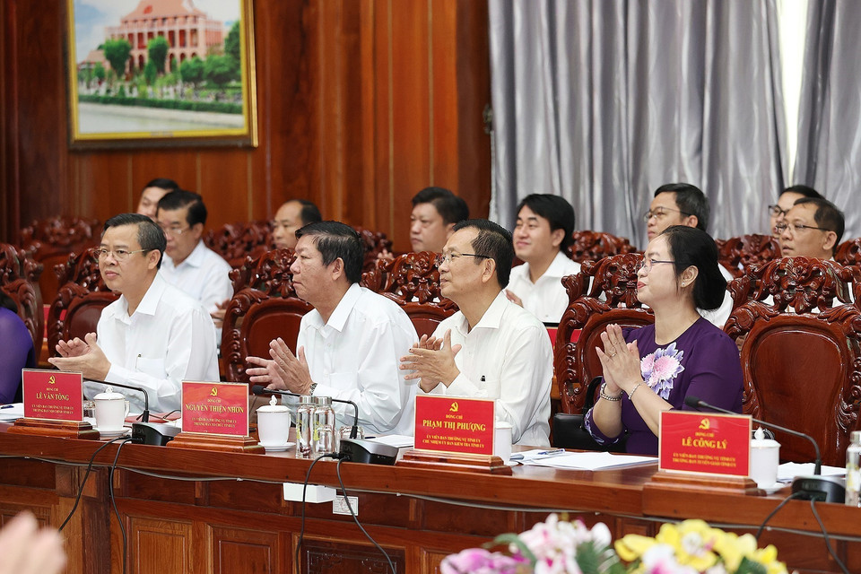 Đại diện lãnh đạo tỉnh Hậu Giang tham dự buổi làm việc. (Ảnh: Dương Giang/TTXVN)