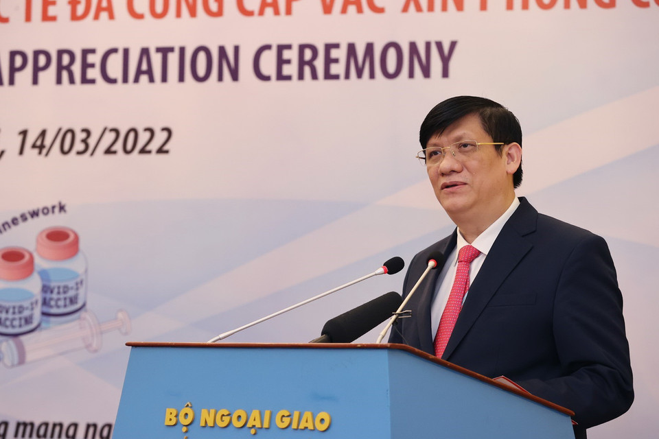 Bộ trưởng Bộ Y tế Nguyễn Thanh Long phát biểu. (Ảnh: Dương Giang/TTXVN)