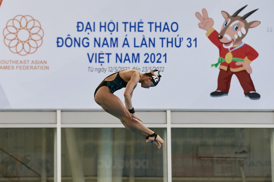 Vận động viên Singapore luyện tập, sáng 8/5. (Ảnh: Trọng Đạt/TTXVN)