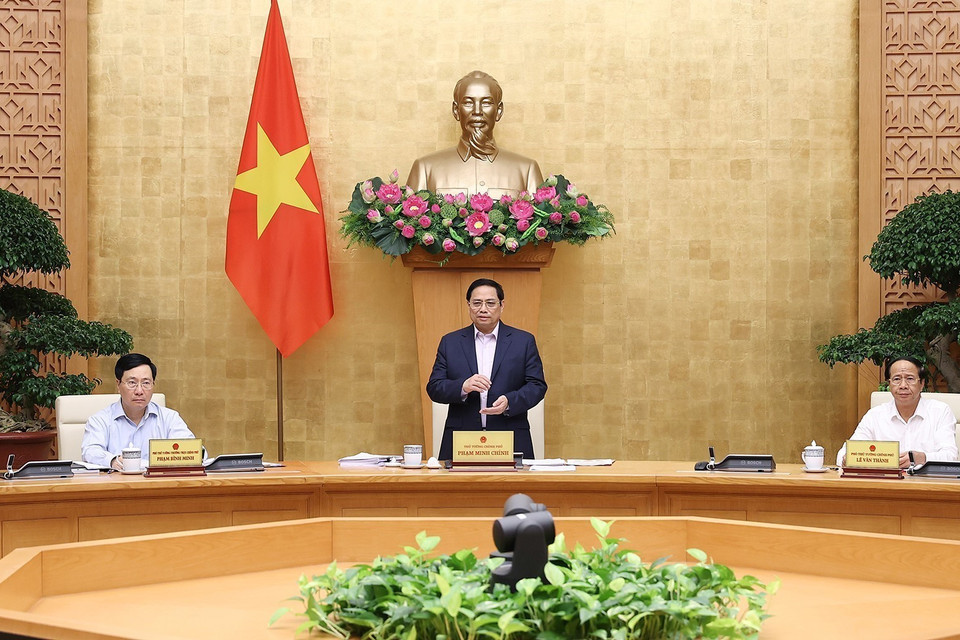 Thủ tướng Phạm Minh Chính chủ trì phiên họp. (Ảnh: Dương Giang/TTXVN)
