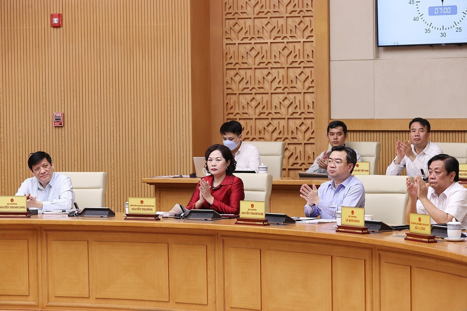 Đại diện các bộ, ngành, cơ quan thuộc Chính phủ tham dự phiên họp. (Ảnh: Dương Giang/TTXVN)