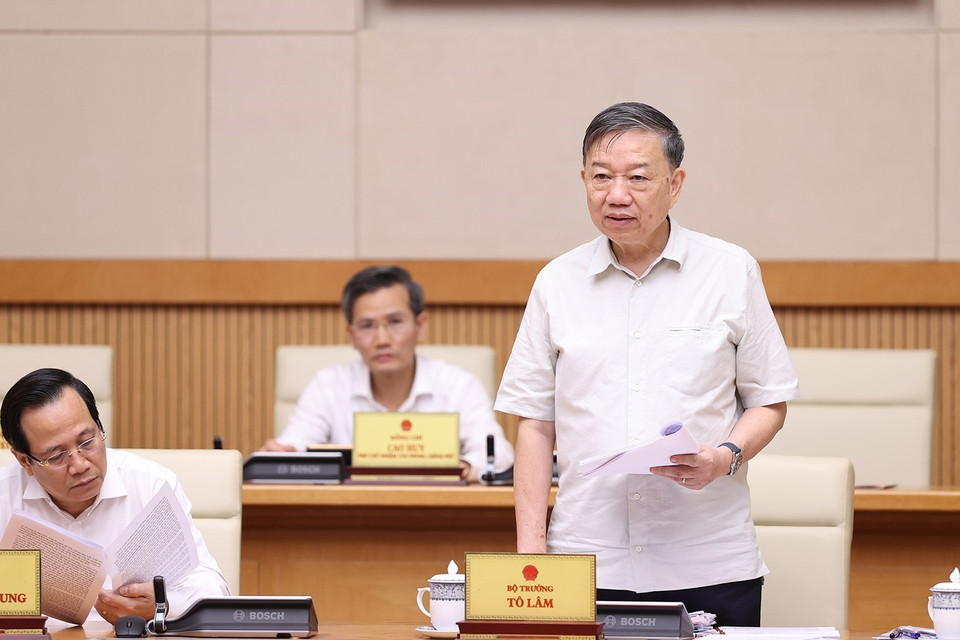 Bộ trưởng Bộ Công an Tô Lâm phát biểu. (Ảnh: Dương Giang/TTXVN)