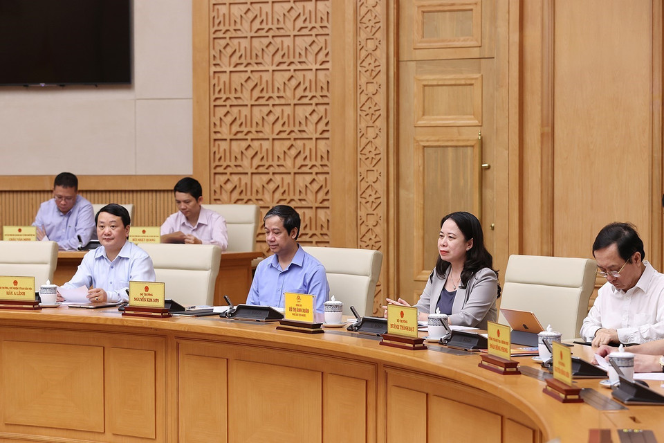 Phó Chủ tịch nước Võ Thị Ánh Xuân và đại diện các bộ, ngành tham dự phiên họp. (Ảnh: Dương Giang/TTXVN)